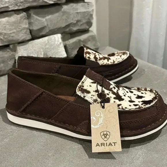 Ariat Cruiser Cow Print Chocolate Chip,Suede, Spotted Hair,EVA midsole,Duratread - Picture 6 of 11